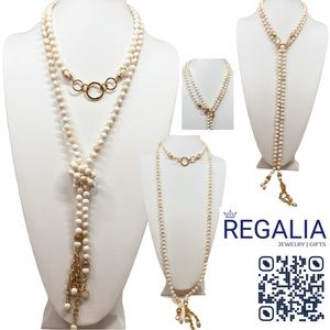 ✨Elegant Hand Knotted Gemstone Multi-Style Lariat Necklace w/ Artistic Accents✨